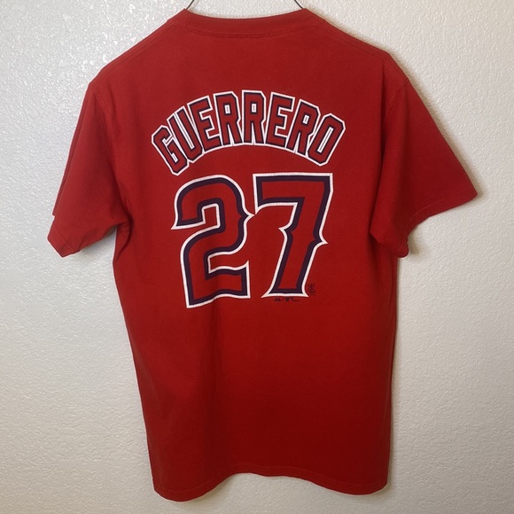 Medium, red, Angels MLB baseball Guerrero #27 shirt. - Picture 2 of 5